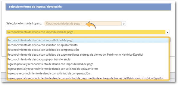 Otras modalidades de pago