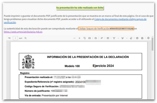 justificante, presentaci&oacute;n realizada