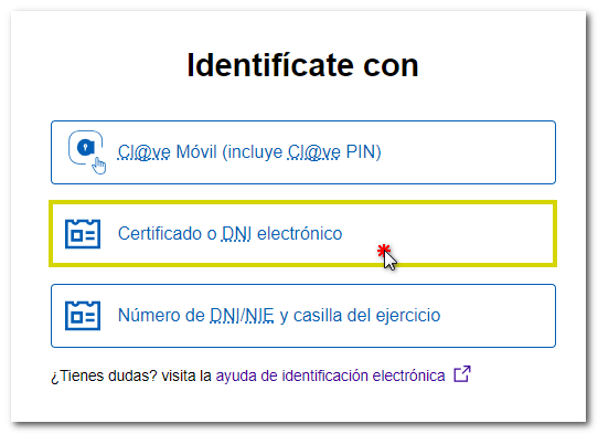 Acceso con certificado o DNI electrónico