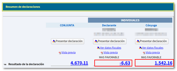 Resultado individual, devolver e ingresar