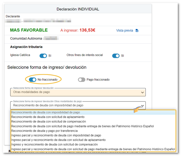 Otras modalidades de pago