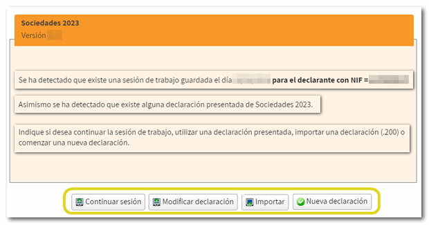 Opciones de acceso