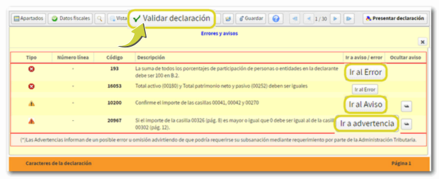 Validar declaración