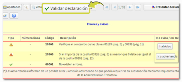 Validar declaración