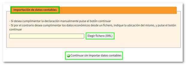Elegir XML para importar datos contables