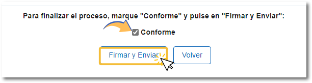 Conforme, Firmar y enviar