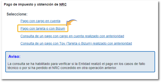 Pago con tarjeta o Bizum