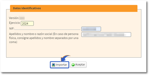 Ventana de datos identificativos