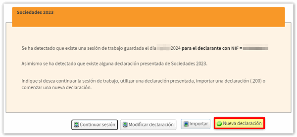 Nueva declaración