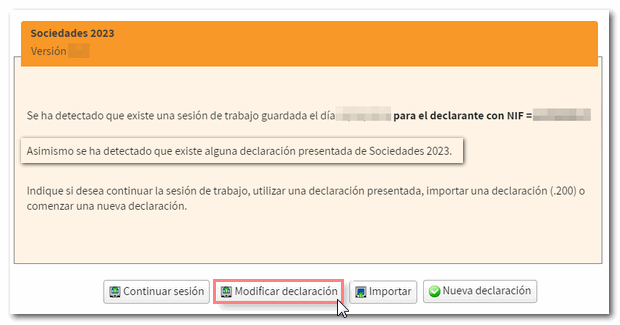 Modificar declaración
