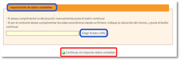 Elegir XML para importar datos contables