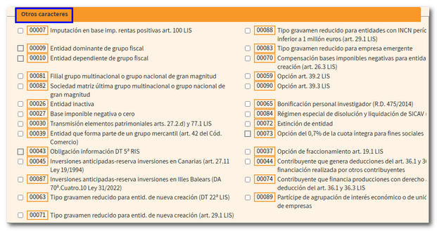 Otros caracteres