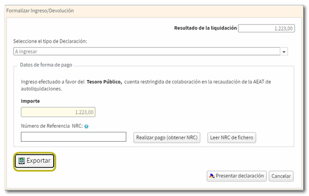 Exportar declaración 