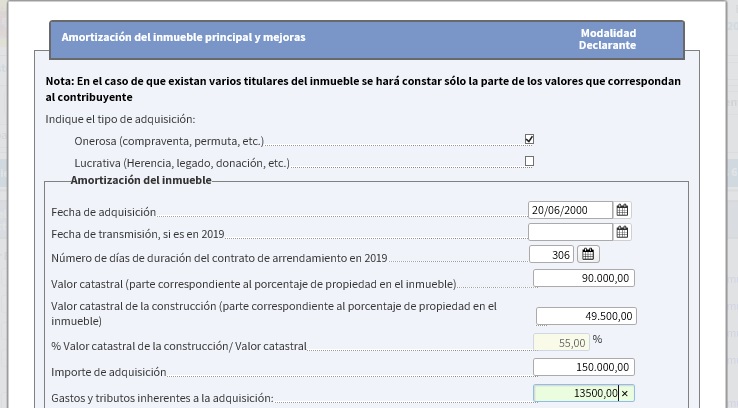 Cálculo importe amortización