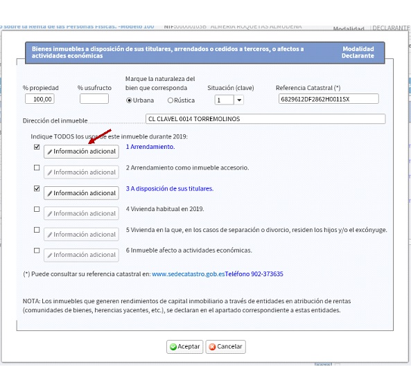 Información adicional del arrendamiento