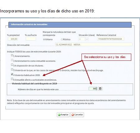 Incorporamos su uso y los días de dicho uso en 2019