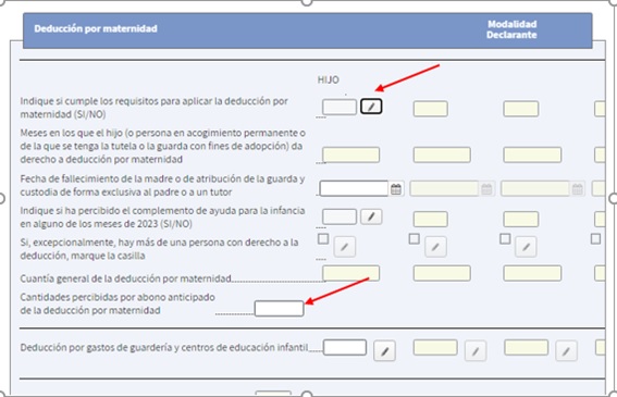 pantalla importes percibidos anticipadamente cada mes