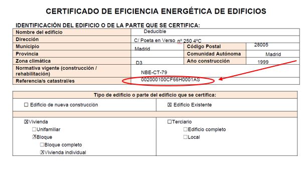 Pantalla referencia catastral