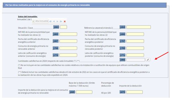 Pantalla casilla 1668: Letra de certificación energética posterior
