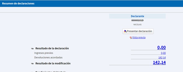 Resumen de declaraciones