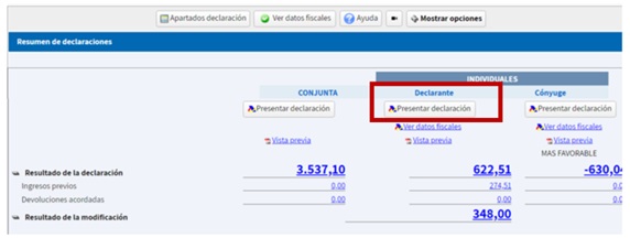 Presentar declaraci&oacute;n