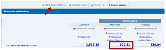 Nuevo resultado a ingresar en el resumen de declaraciones
