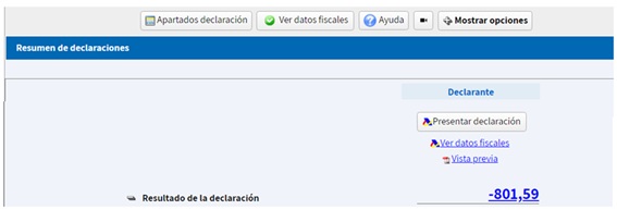 Ejemplo de declaraci&oacute;n con resultado a devolver, una vez realiazados los cambios necesarios en la declaraci&oacute;n