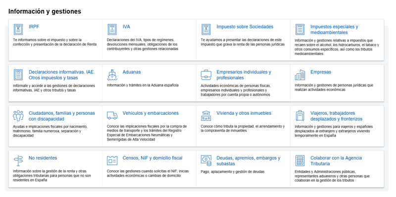 Agencia Tributaria Estructura De La Sede Electrónica Información Y Gestiones 5191